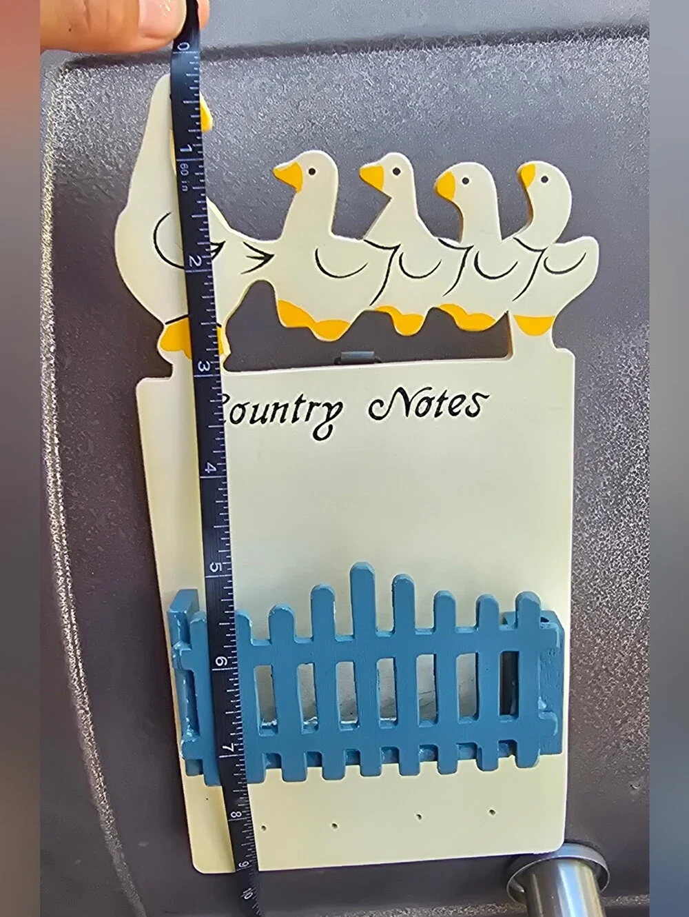 Vintage cottagecore farmhouse mother goose with goslings wood hanging notes pen
